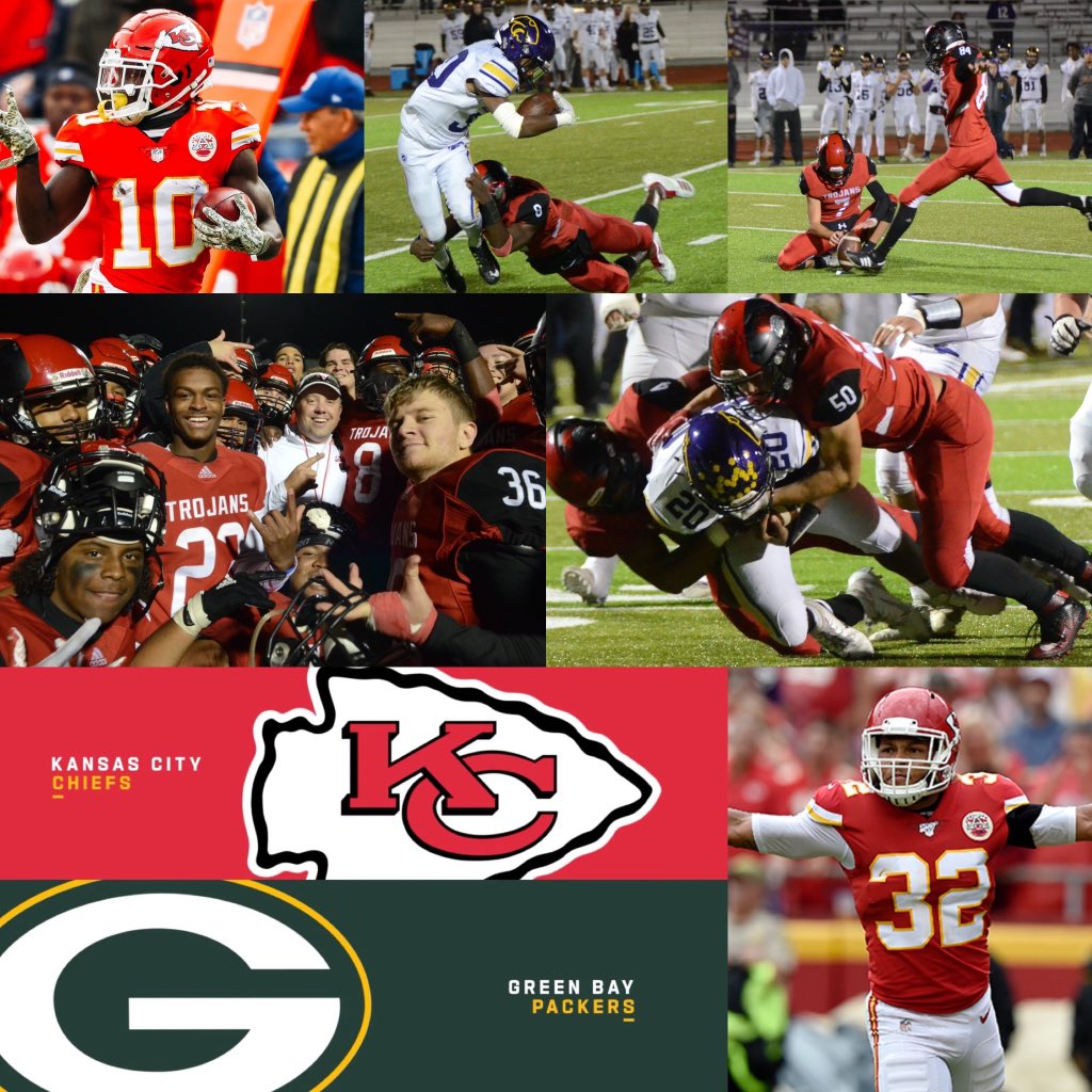 PHTrojansFB's tweet photo. 🚨DONT FORGET🚨 
Tonight the @Chiefs play the Packers @ Arrowhead on @SNFonNBC and there will be highlights of the Park Hill victory over Blue Springs from Friday night! Tune in and catch your favorite Trojans on National TV! #WeAre #DefendedTheHill https://t.co/aW57dXJvTN