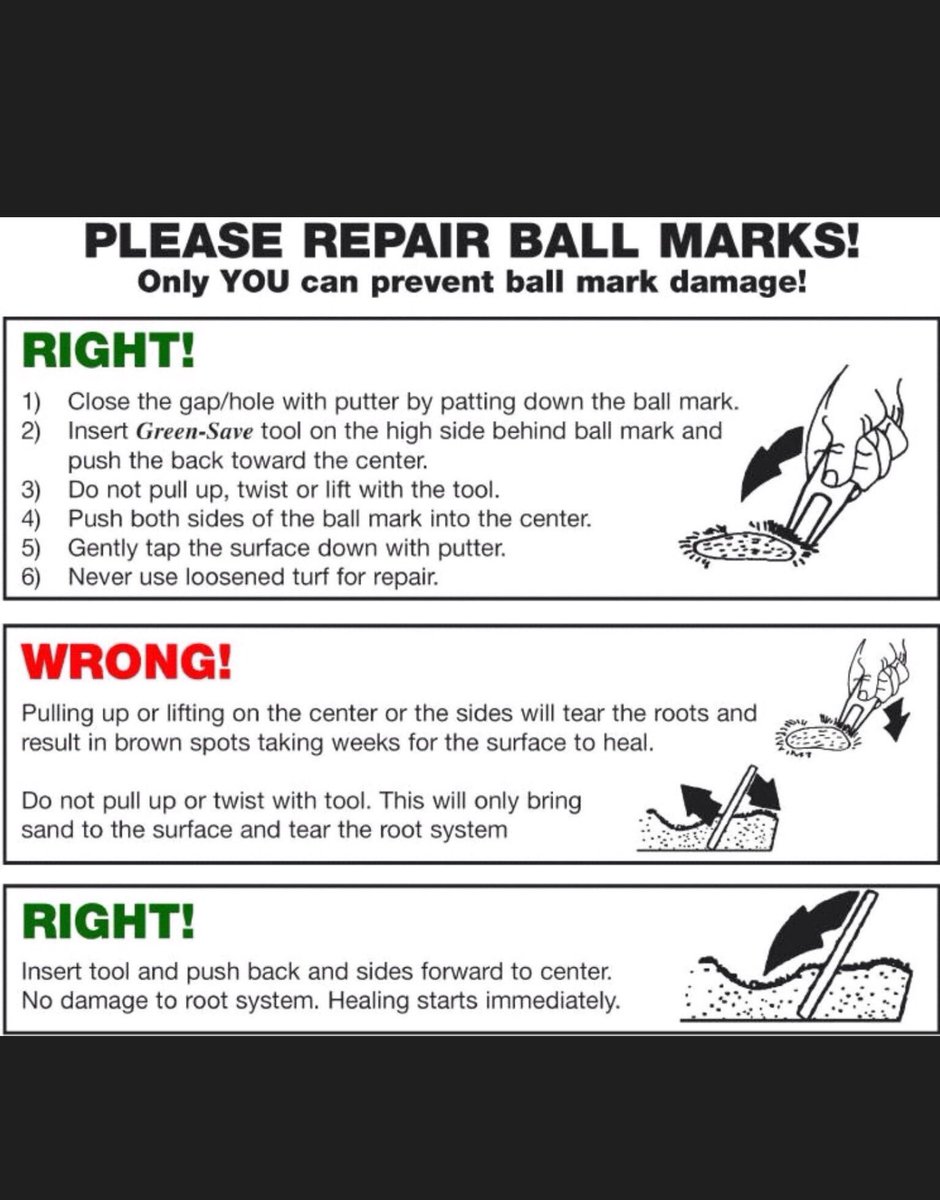 A lot of pitchmarks on the greens of late, remember it’s golfers responsibility to repair them not Green keepers. Rule of thumb, repair yours and one other using correct method.