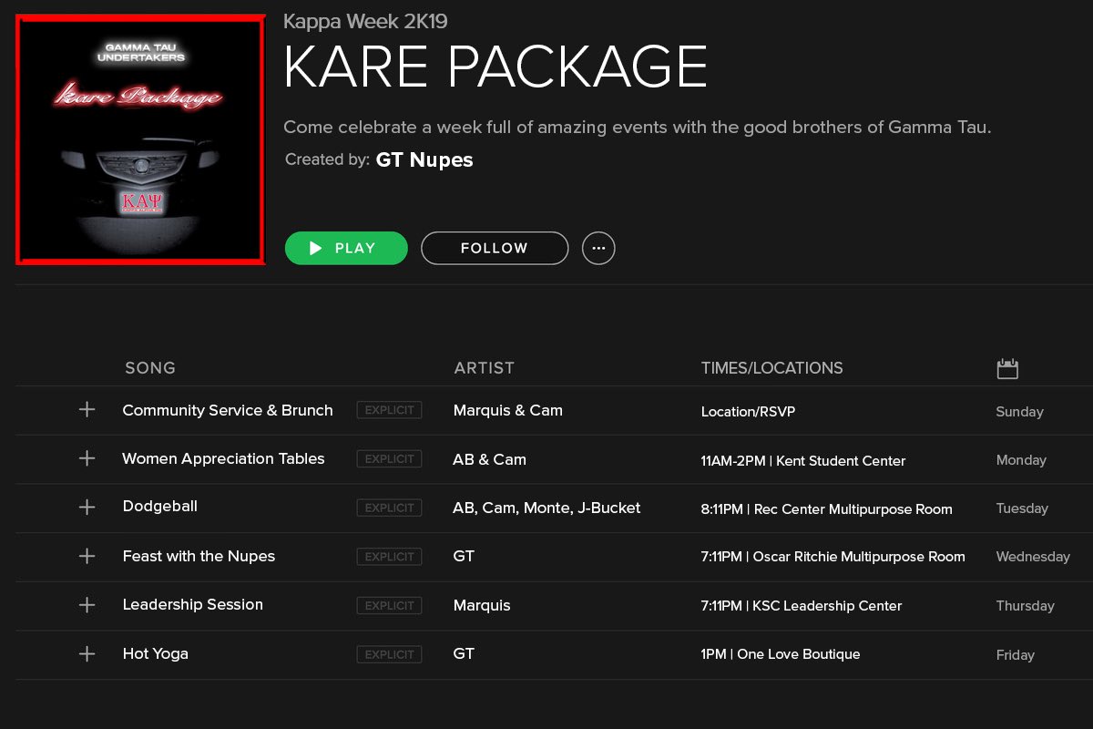 GTNUPEs_'s tweet photo. The Gamma Tau UndertaKers of Kappa Alpha Psi Present: “The Kare Package” Kappa Week 2K19. Join us for a week full of amazing events starting Sunday, November 3rd until Friday, November 8th. For any additional details or questions, hit up your favorite GT Nupe. ♦️👌🏾 #kappaweek2k19 https://t.co/l4q5U2fB6W