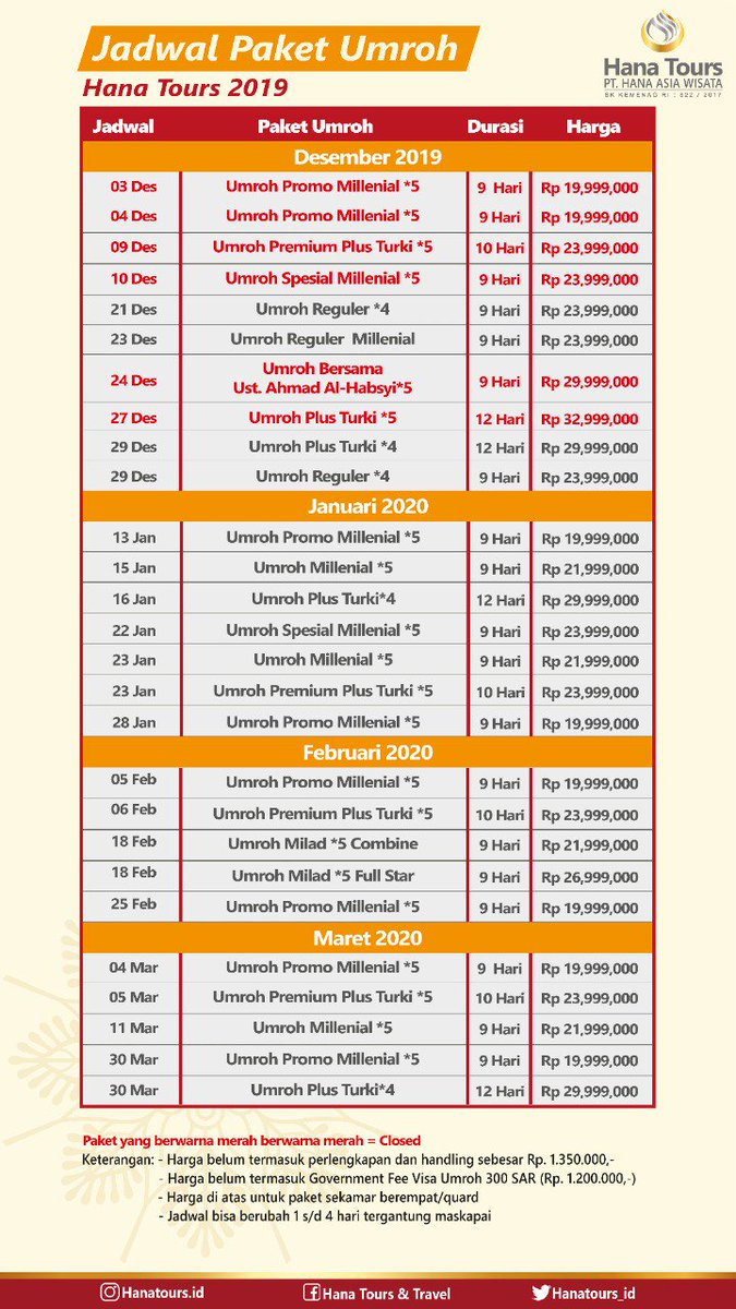 Jadwal Umroh Hana Tours