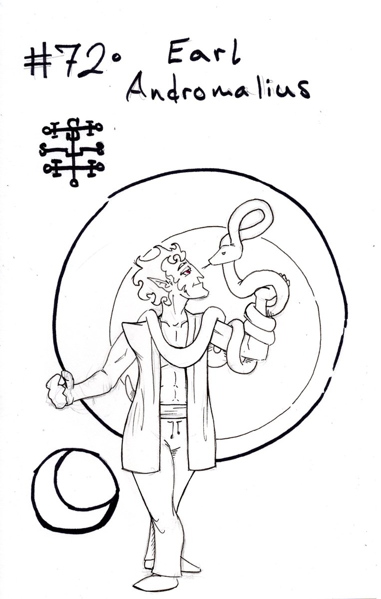 NemoSpecific's tweet image. Earl Andromalius: "He [appears] in the form of a man holding a great serpent in his hand."
#inktober #demon #lesserkeyofsolomon #serpent