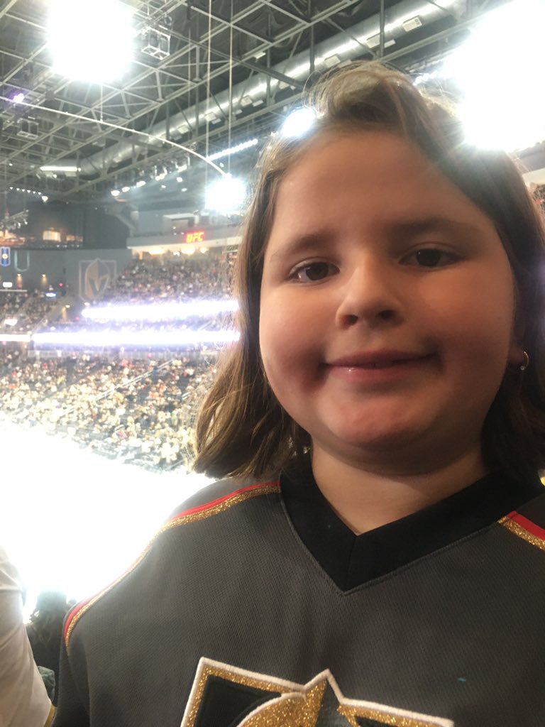 GarciaVause's tweet photo. Vanessa cheering the Knights on! #VegasBorn https://t.co/3y9hDM45XA