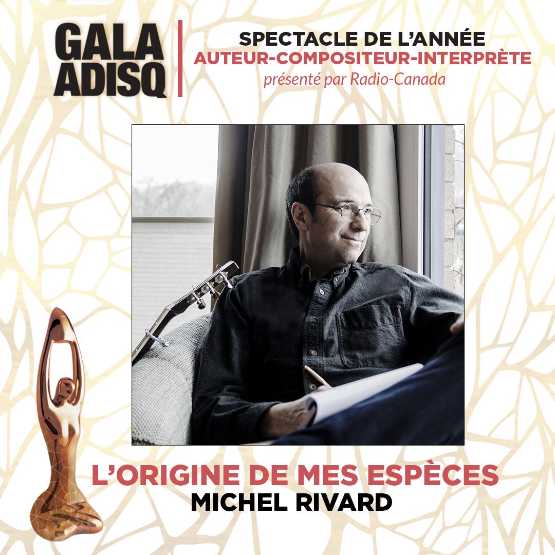 Michel Rivard remporte le Félix « Spectacle de l'année - Auteur-compositeur-interprète ». Cette catégorie est présentée par Radio-Canada.