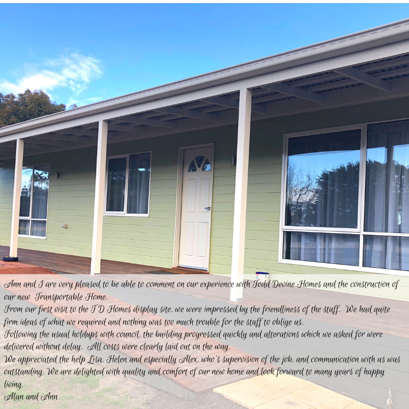 ToddDevineHomes's tweet photo. We never get tired of hearing from our fantastic clients about their experience building with us! #grannyflats #transportablehomes #holidaycabins #transportable #relocatable https://t.co/DcTrjzPXmg