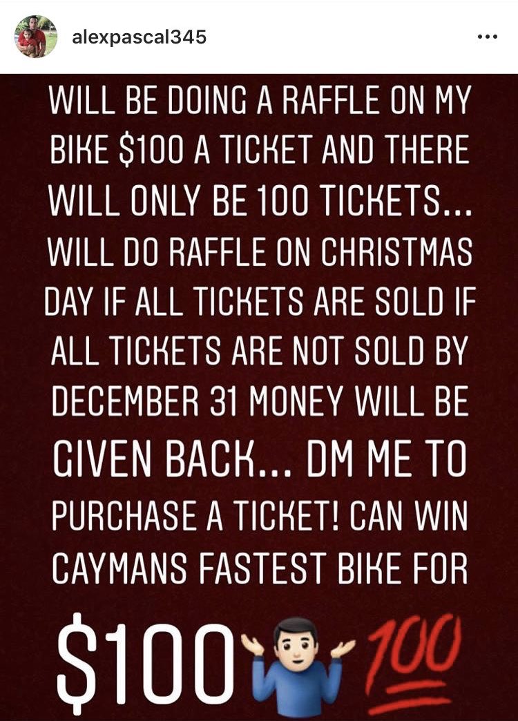 snooksosa's tweet image. $100 for a chance to win the fastest bike in cayman? Sounds like a deal. Contact @345Pinks for details.