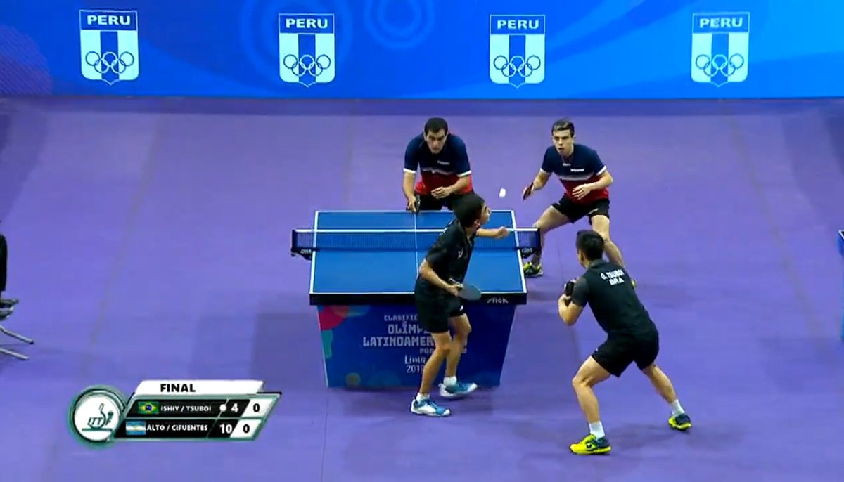 DaniPiloni's tweet photo. ¡Triunfazo de Argentina! 💪🏼
Horacio Cifuentes y Gastón Alto ganaron el dobles por 3-2 (11-6, 16-18, 9-11, 11-9, 11-5).
Del otro lado, Vitor Ishiy, campeón del Panamericano y de #Cocha2018, y Gustavo Tsuboi, 3° en Panamericano y Copa Panamericana.
¡ARG 1-0 arriba! #TenisdeMesa https://t.co/wnEzToOvOf