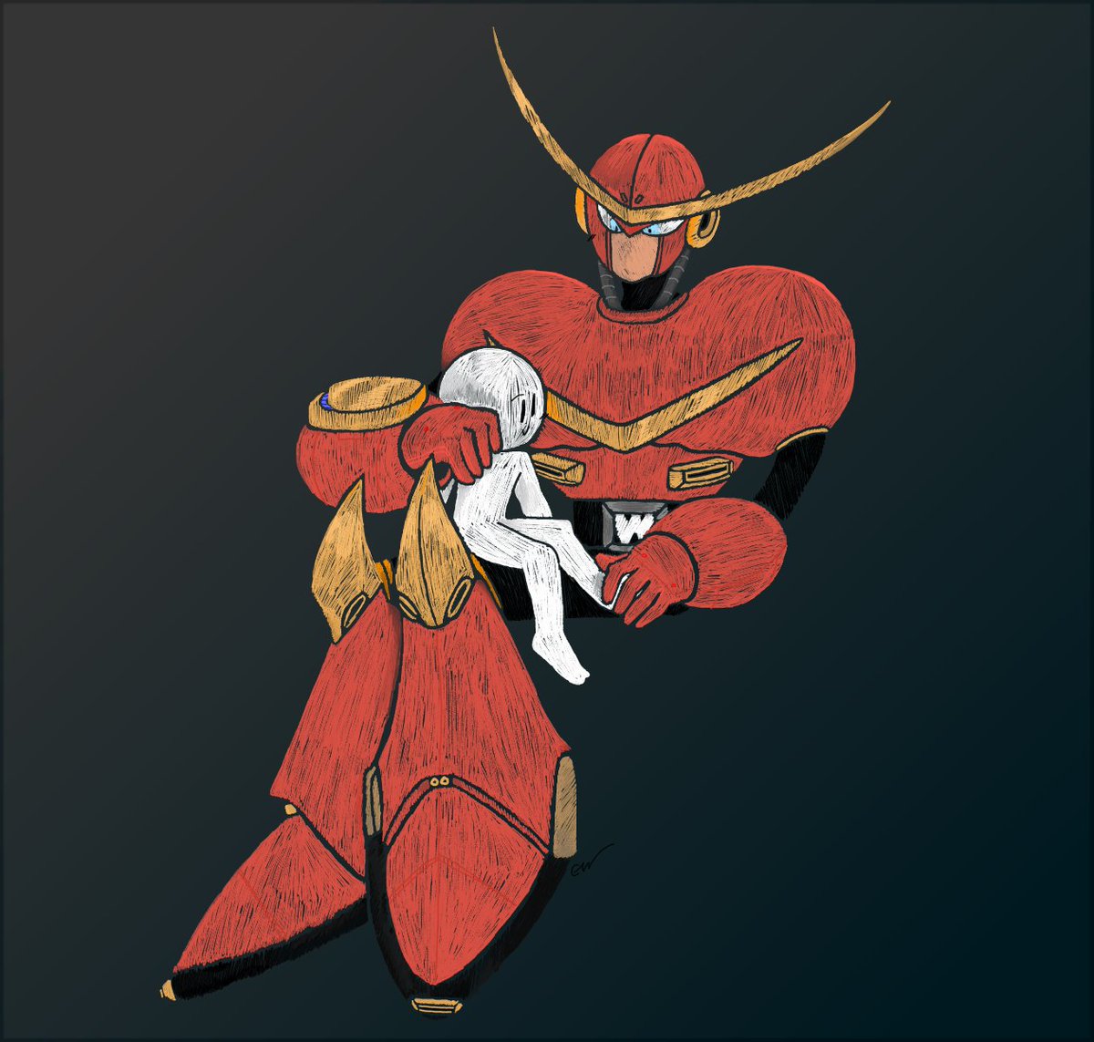 SomeWeirdoGirly's tweet image. Lineless color #practice with #Quickman and #Selfinsert. Including, #sketch.
#Megaman