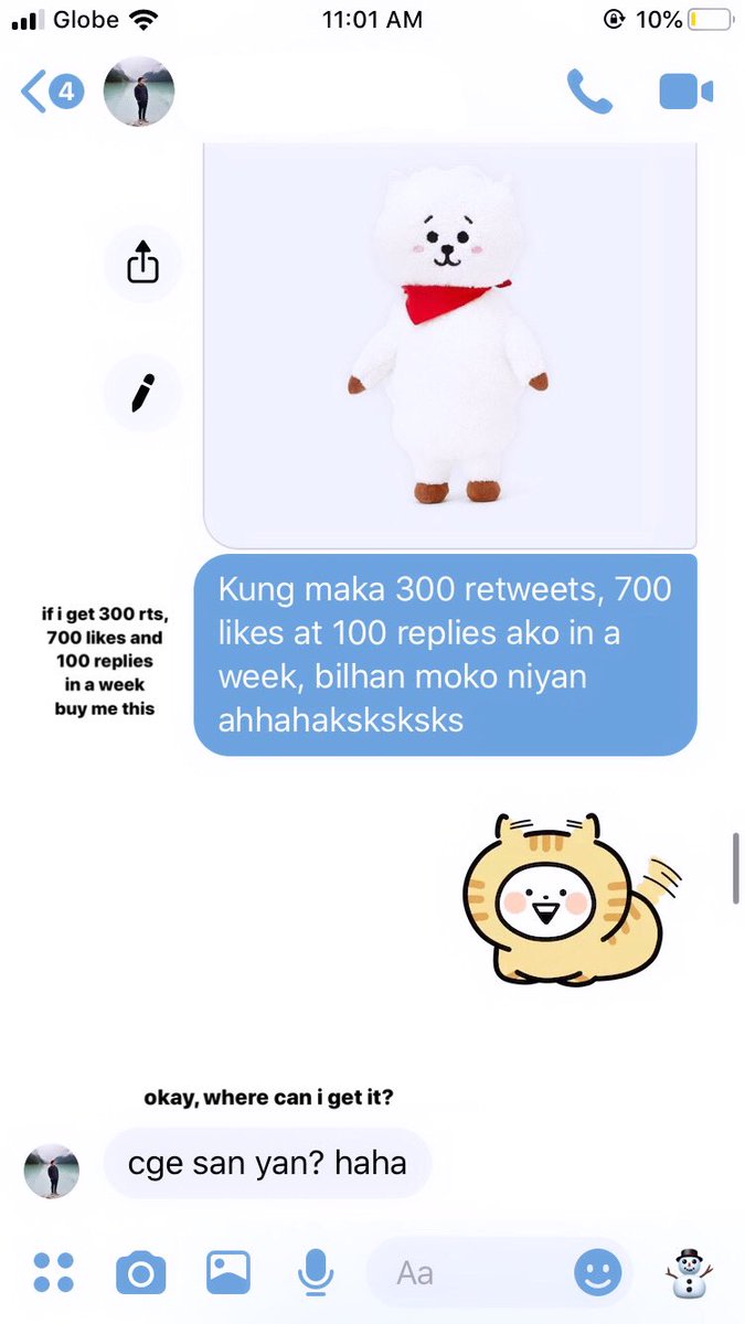 rvvtgi's tweet photo. HI OOMFS

my brother agreed to buy me a rj plush if i get 300 rts, 700 likes and 100 replies in a week 😭 

STAN TWT HELP ME OUT 💜🙏 https://t.co/a6JVizYppA