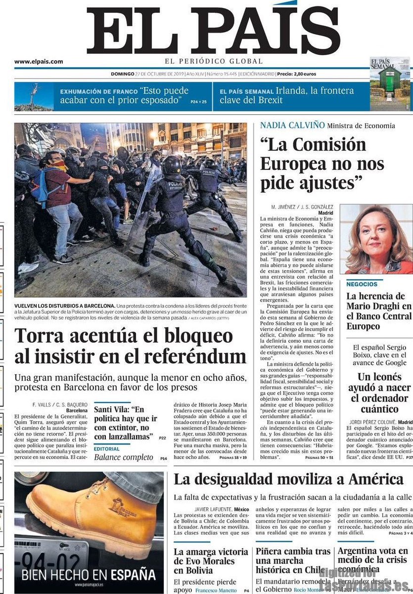 AlbanoDante76's tweet photo. • Dissabte:
    >Manifestació de 400.000
    > Foto: 4 polis/8 manifestantes.
• Diumenge:
    >Manifestació de 80.000
    > Foto panorámica.
La repressió, la violencia policial i la presó tenen una base molt clara: la manipulació massiva. Cal que ens armem per aquesta batalla. https://t.co/OpUC3VgRBx