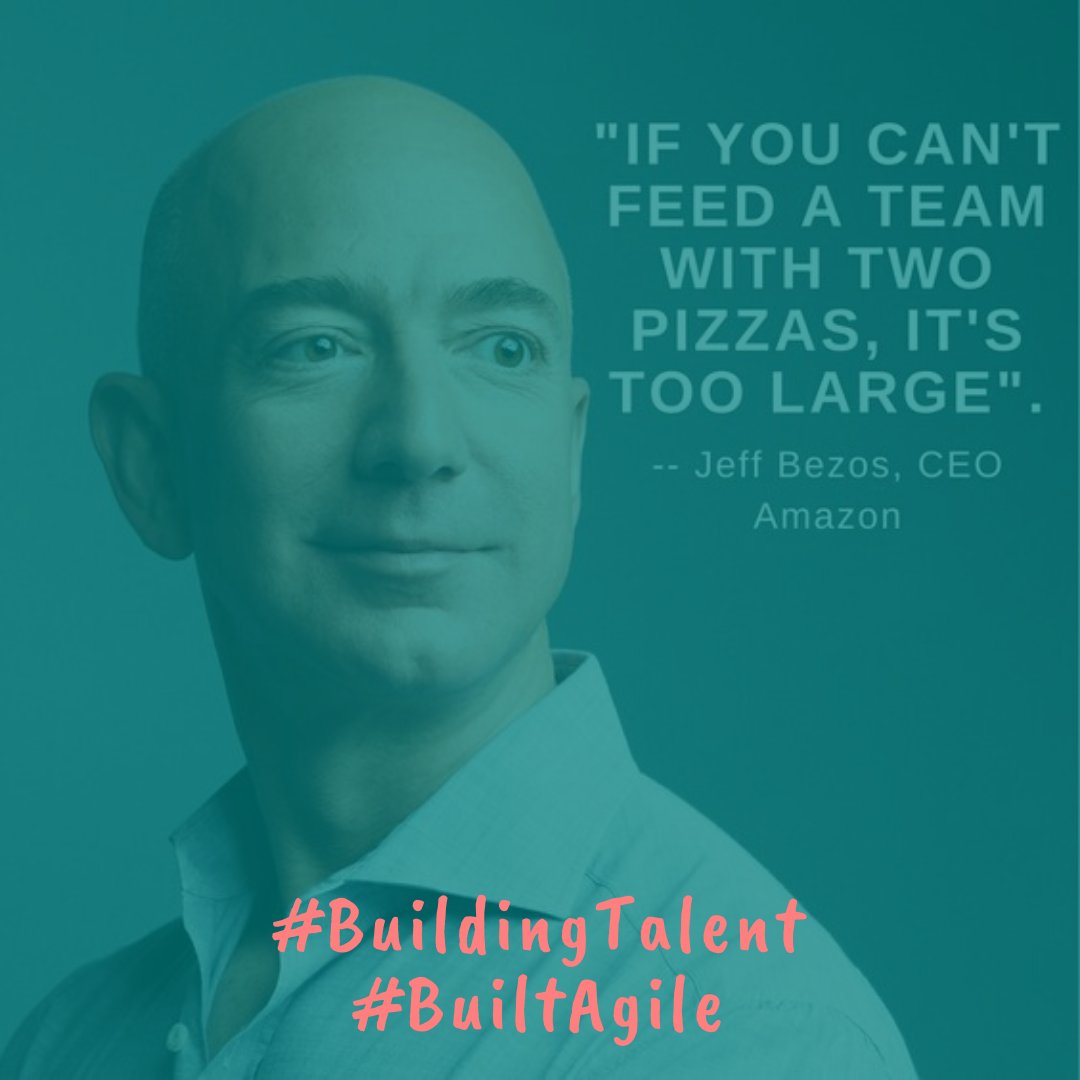 Stelliumbs's tweet photo. "If you can´t feed a tem with two pizzas, it´s too large" by #JeffBezos
https://t.co/EqvmcEW97N
#agilidad #AgileHR #Agil #Agile #agileleadership #scrummaster #scrum #kanban #buildingtalent #builtagile https://t.co/CzRLswdej4