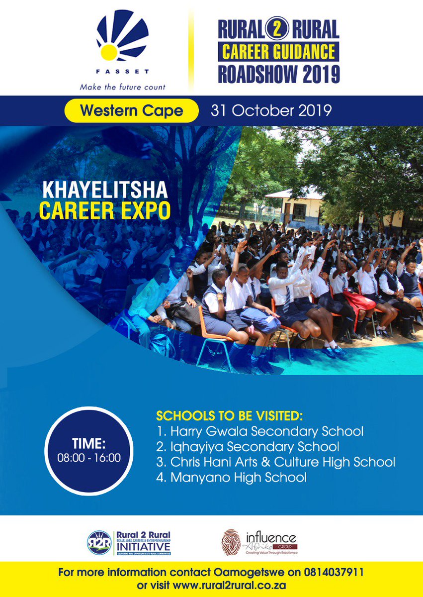 Rural2Rural's tweet photo. Our next stop is at Khayelitsha, Western Cape.
#R2RCareerGuidanceRoadshow
#FASSET https://t.co/ViCludGRrE
