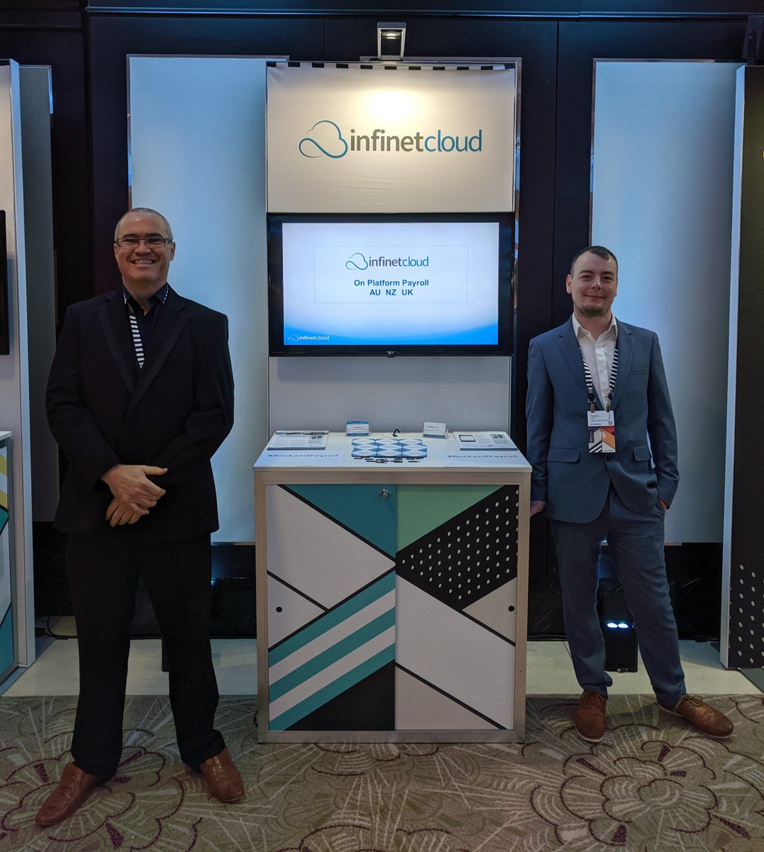 infinetcloud's tweet image. Booth 23 is ready to go at #SuiteConectUK with @NetSuiteEMEA. Let&apos;s #rockandpayroll! #payroll #sdb #bfn #suiteapp