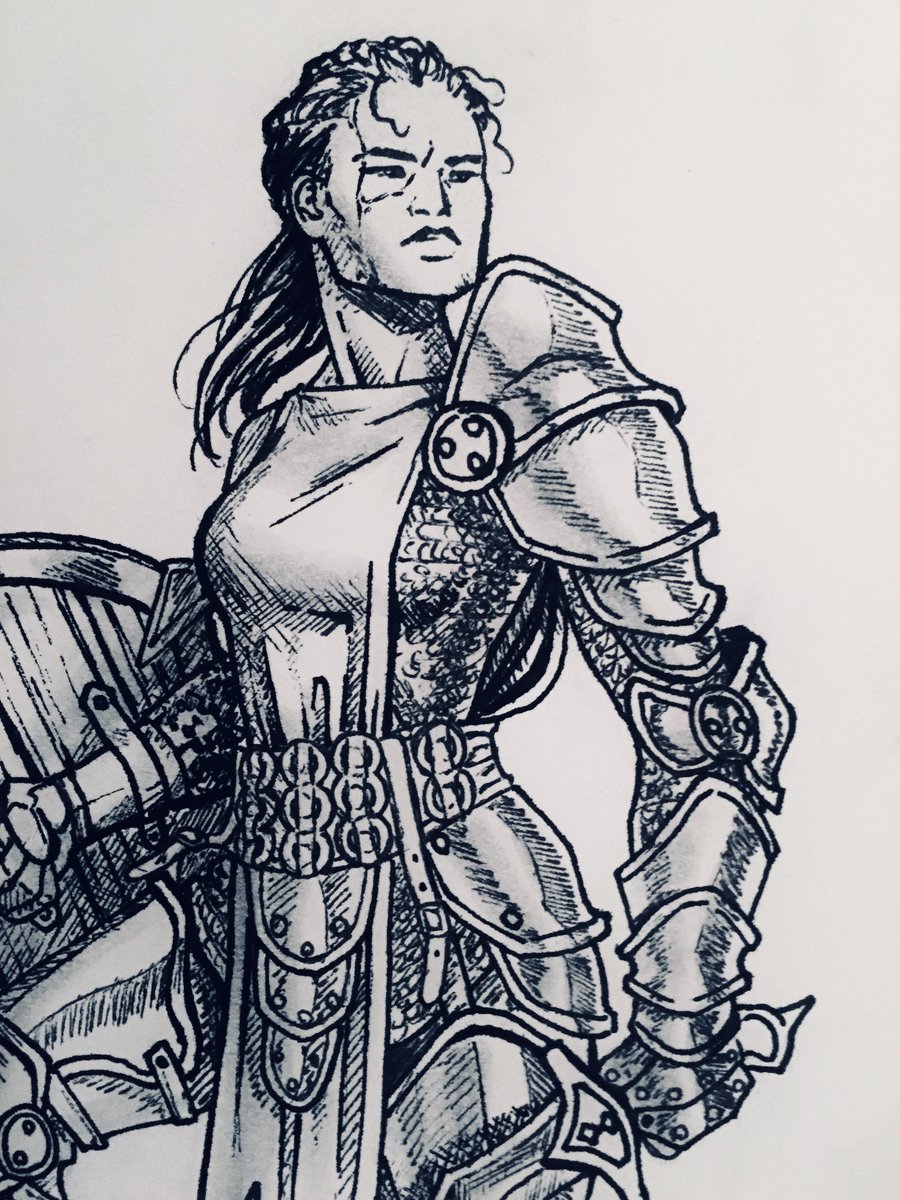 Today's #Inktober is another #WarriorMaiden who I did mostly for the fun of playing with #armordesign 😁⚔️

#ArtistOnTwitter #Art #Inktober2019 #InkArt #InkSketch #FantasyArt