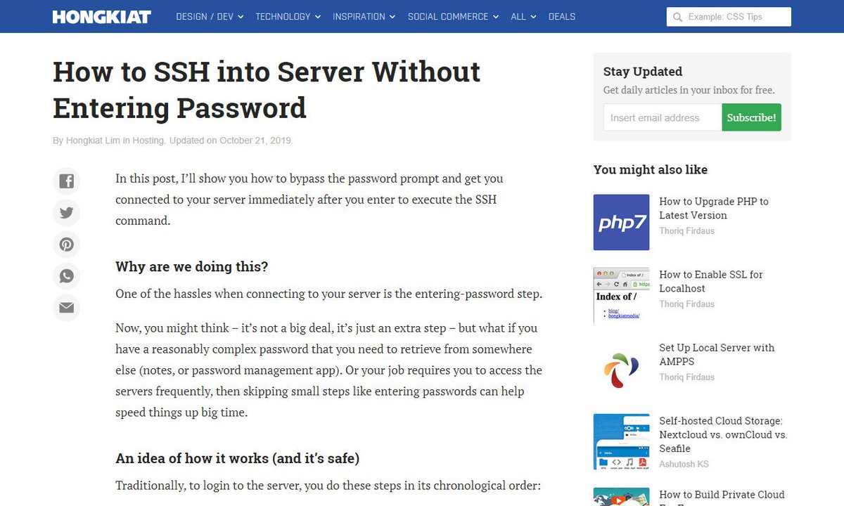 codecidedotnet's tweet image. How to SSH into Server Without Entering Password
#information #folder #localmachine #path #newsshkey #remotework
via hongkiat.com
☛ amp.gs/qRO9