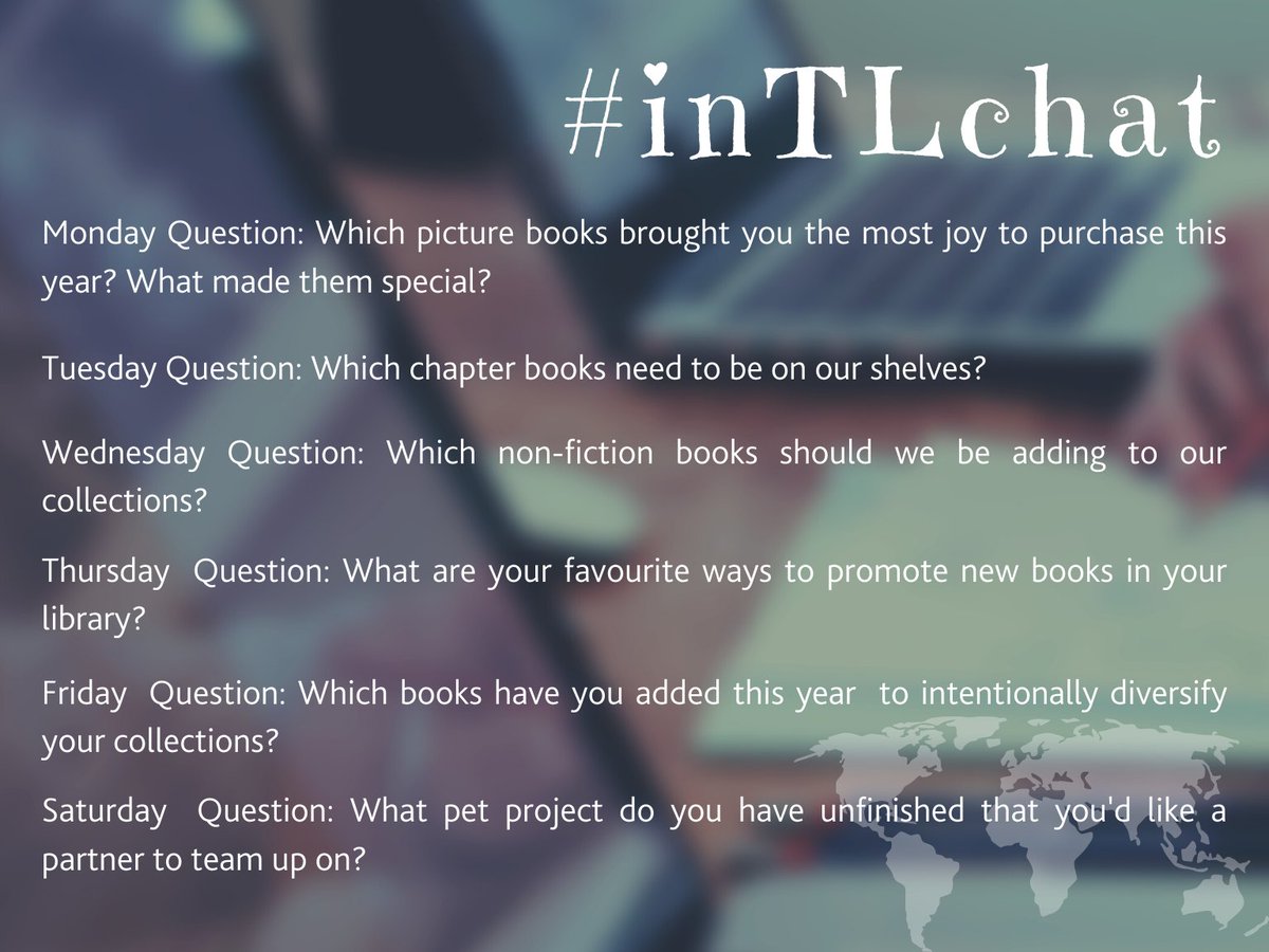 intlchat's tweet photo. And so the #reboot begins... here are the 6 questions for the #inTLchat this week moderated by @dannyglasner. This tweet will be followed in 5 minutes by Monday's question. Please fill in the google doc with your book recommendations this week. #letsdothis https://t.co/pT3ikik2e3 https://t.co/ZR8O9u1k7g