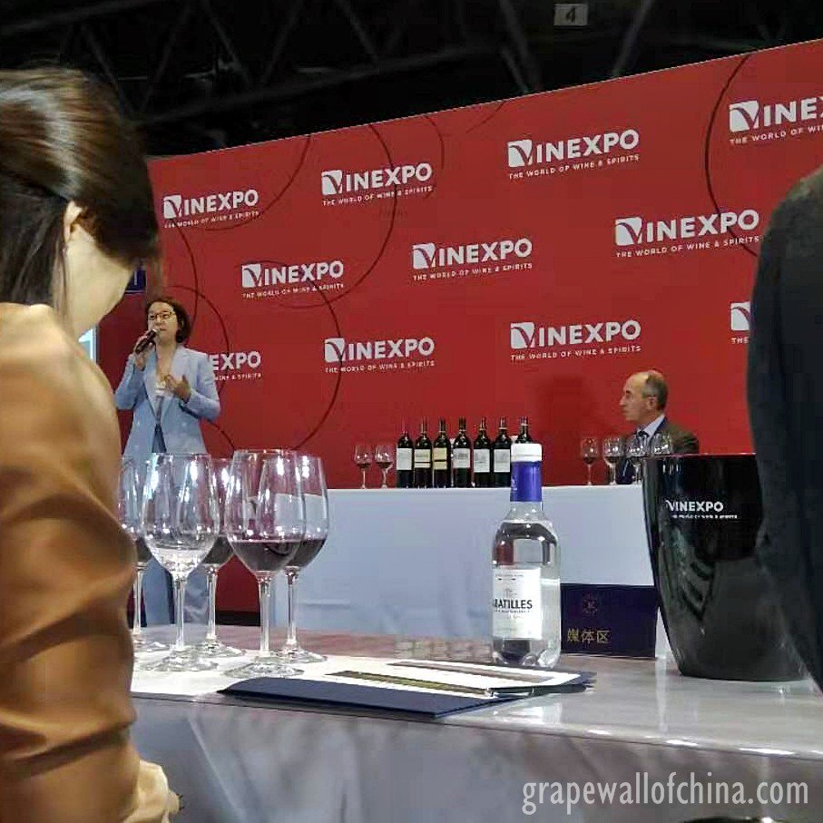 grapewallchina's tweet photo. DBR Lafite's Jean-Guillaume Prats and Anna Song lead a tasting of the company's new Chinese wine, Longdai along with its wines from France, Chile and Argentina at Vinexpo Shanghai last week. Packed house.

@VINEXPO #lafite #bordeaux #longdai #china https://t.co/LMCCXpCJsj