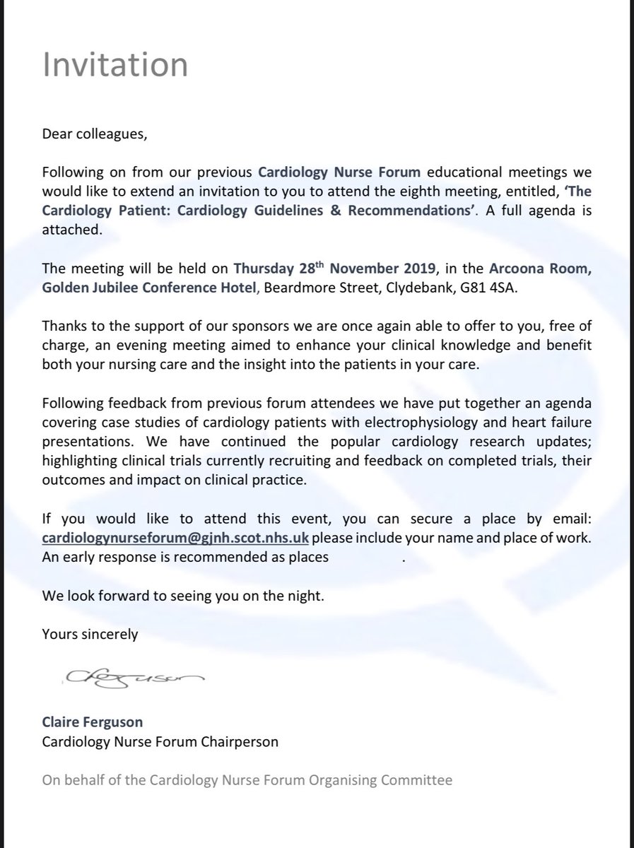 SICNAP1's tweet photo. 8th West of Scotland Cardiology Nurse Forum. FULL PROGRAMME NOW AVAILABLE. Thursday 28th November 2019 @JubileeHospital @GJCHotel REGISTER NOW at: cardiologynurseforum@gjnh.scot.nhs.uk Sharing Practice & Experience #CNF8 https://t.co/jP7iiSxxot