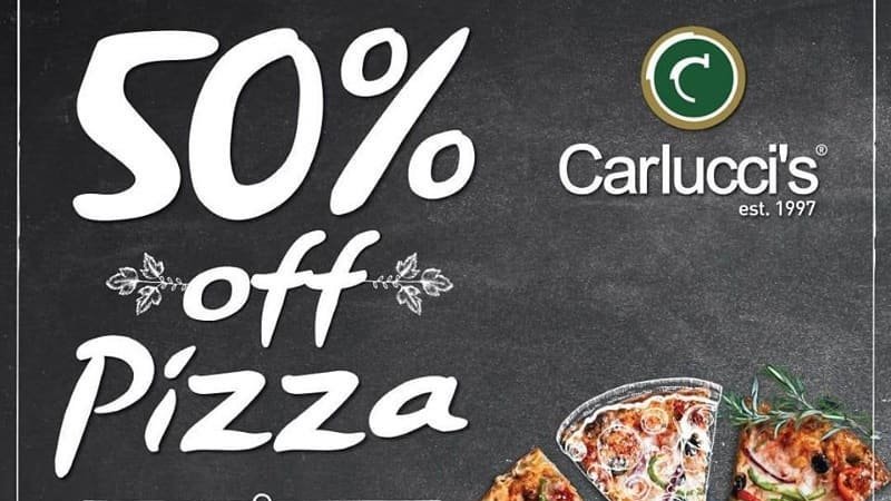 carluccis_CT's tweet photo. 🔥Pizza Special 🔥

Get 50% off on your favorite pizza at Carlucci's Meerendal! 🍕
Valid only from Mondays to Thursdays until 5 pm. 
📌 No public holidays 
📌No weekends 
📌T&amp;Cs apply
-
-
#carluccis #pizza #pizzaspecial #pizzalove #special https://t.co/rhw5Kyu1V1