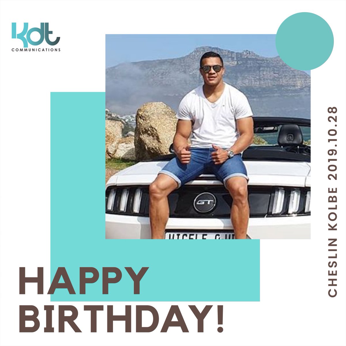 KDTAgencyZA's tweet photo. Wishing Professional Rugby Player, @Cheslin_Kolbe11, a very Happy Birthday! May it be everything you wish for and more.

Love the KDT Comms family!
.
#happybirthday #birthdayboy #celebrations #birthdays #CheslinKolbe #rugby #sportspersonality #capetown #southafrica #kdtcomms https://t.co/GU0YTuEDaM