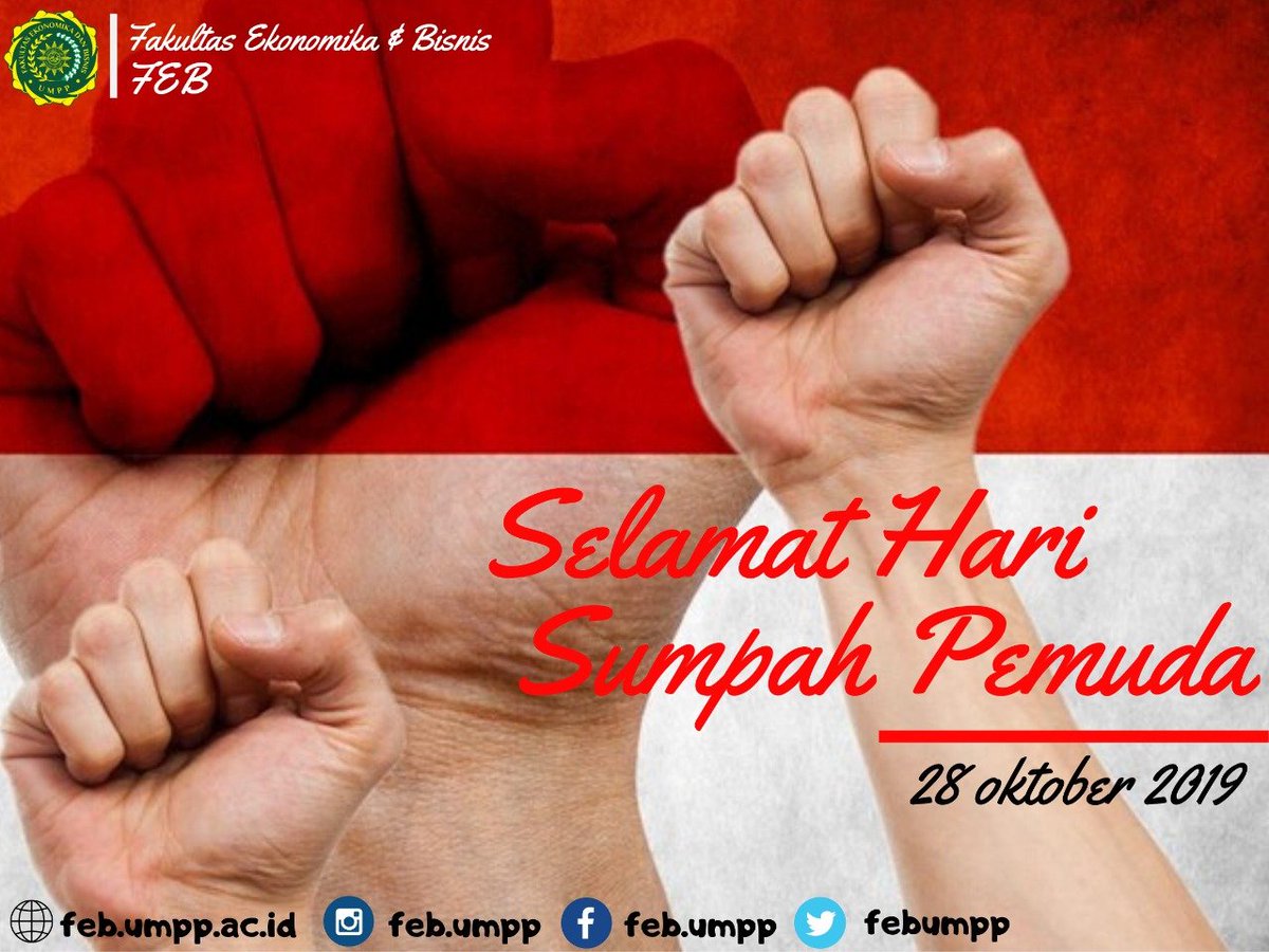 FebUmpp's tweet image. Selamat Hari Sumpah Pemuda - 28 Oktober

#umpp @umpp2019 #sumpahpemuda #febumpp @febumpp #fikesumpp @fikes.umpp #fastikomumpp @umpp.fastikom #TheEmpowering&amp;amp;EnlighteningUniversity