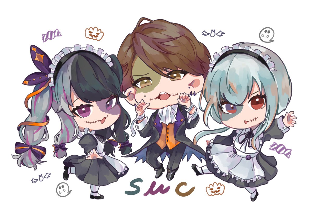 「SMCハロウィン??
(※衣装捏造)

#SMC組
#加画美 #はかせレポート 」|チョムチョムのイラスト