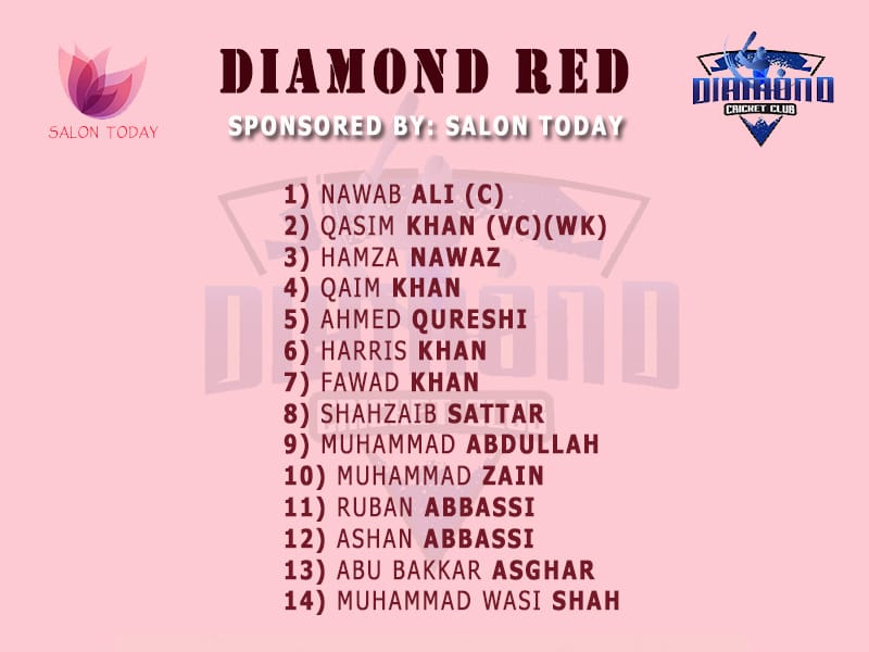 cricket_diamond's tweet photo. Diamond Super Six Cricket League 2019
We would like to announce the teams of the tournament.
Diamond Red Sponsored by Salon Today.
#DiamondSuperSixCricketLeague #CricketWeLoveYou #ClubCricket #DiamondRed #2K19Vibes
@mfaisal_mirza @farhanwrites @ESPNcricinfo https://t.co/n0Cj5j4pdg