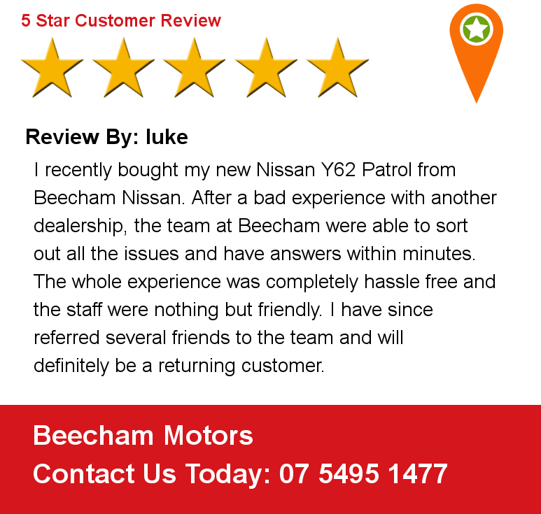BeechamHolden's tweet photo. Review By: luke I recently bought my new Nissan Y62 Patrol from Beecham Nissan. After a bad experience with another https://t.co/r8jToXRAhI