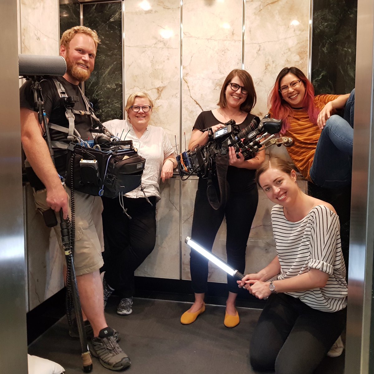 sophluidynamics's tweet photo. Had a super time filming with these champions on the weekend! Stay tuned for some upLIFTing new maths chat... to appear sometime in the future (you know, as t ->♾) #elevatorpitch #itsapun @ABCscience https://t.co/oqtUPGToWR