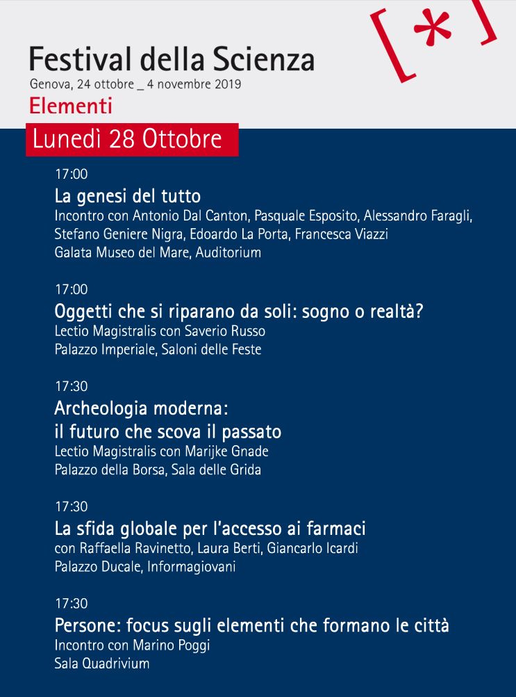 FDellaScienza's tweet photo. Ecco gli appuntamenti di Lunedì 28 al Festival della Scienza di #Genova. 
Scoprite il programma completo sul sito: https://t.co/Ute4b1itht https://t.co/2QkZiRFaZr