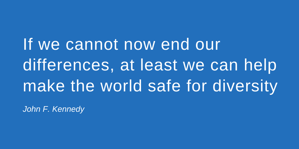 Het is bijna zestig jaar geleden dat Kennedy deze uitspraak deed. Hoe staan we er inmiddels voor volgens jou? #diversity #inspirational #motivational #inspirationalquotes