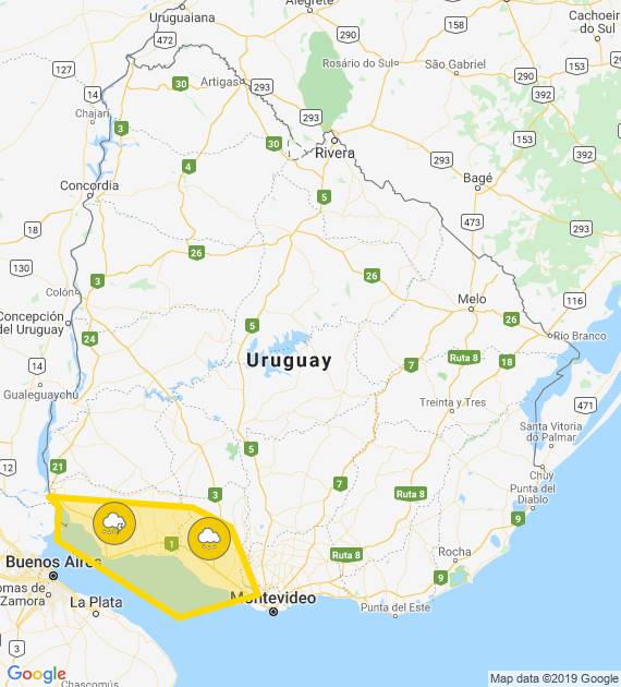 Inumet_'s tweet photo. Alerta amarilla por Tormentas fuertes y lluvias intensas
Se actualizará a las 06:30 o ante cambios significativos

Más info: https://t.co/zY2u8OFmLu https://t.co/MLUyL8e501
