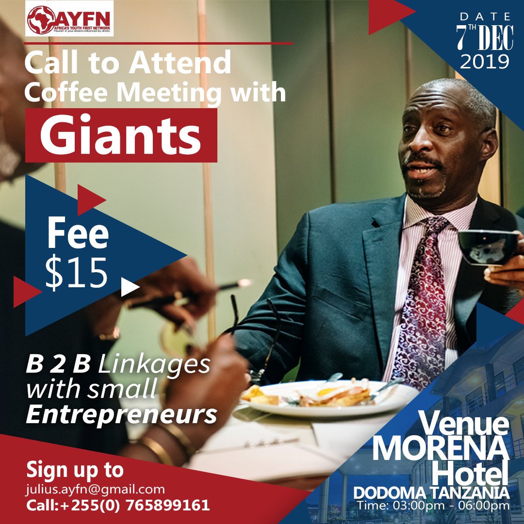 icesa_africa's tweet photo. In life you need to meet only one person to transform your life,Join this annual business meeting with giants, which has been planned to be happening on 7th.December.2019 at Morena Hotel, Dodoma Tanzania.@EABCArusha @eacsof @Julius4Geofrey @EntreLeadership
#becomefirst https://t.co/ZTaS5vlbBd