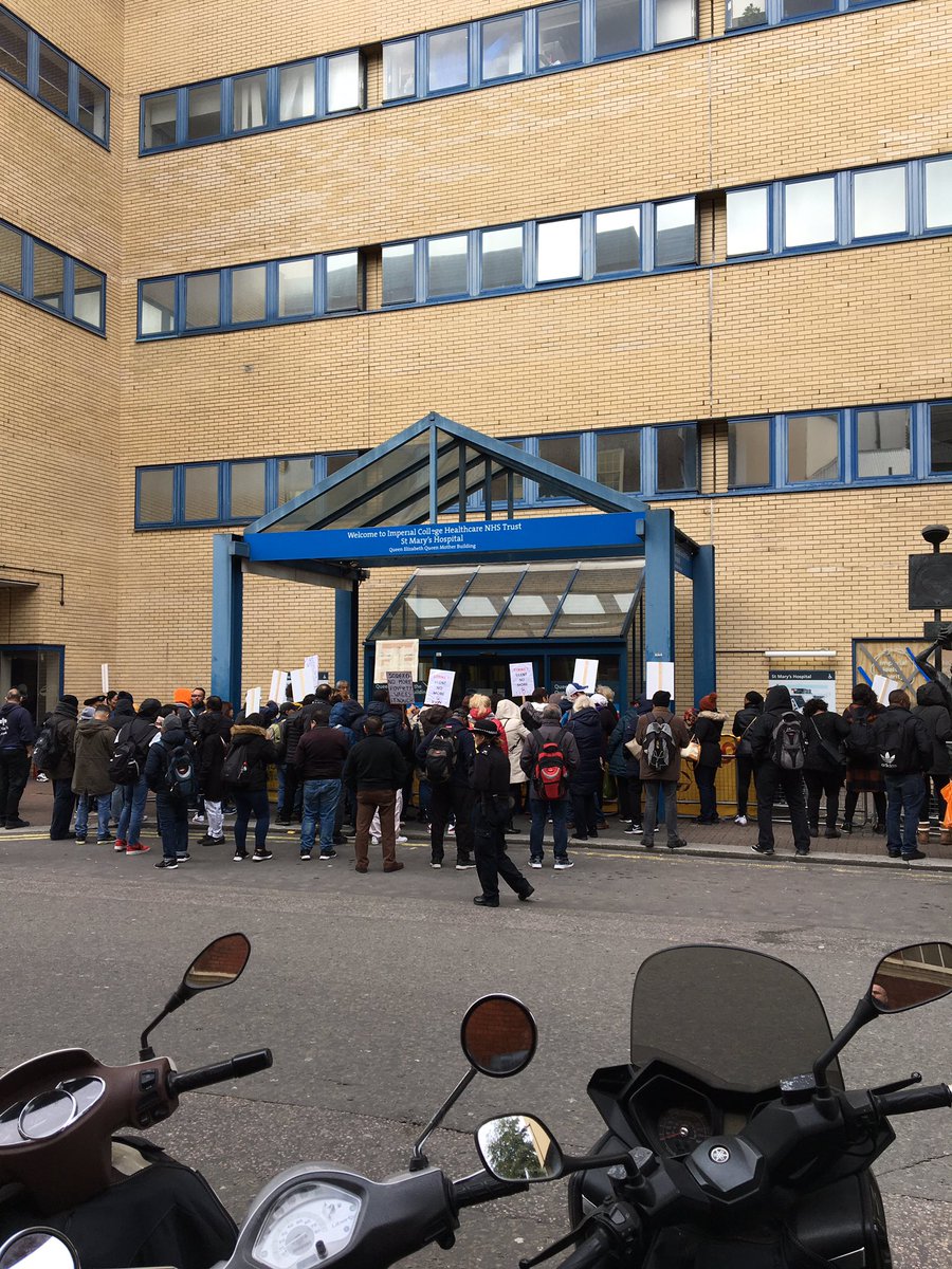 @HSJnews #Sodexo portering, cleaning and catering staff who are key to #patientsafety demonstrating for better pay and conditions at #stmaryshospital #london #imperial #imperialcollegehealthcarenhstrust