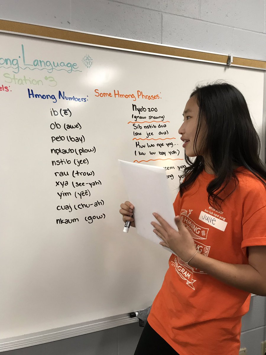 MrsGresser's tweet photo. Wow! Take a look at the teachers in my class today. They asked to teach about their culture and Hmong New Year. #teachingempowerkids #celebratingdiversity #WeR6C #EverestPride https://t.co/nQv9ND3fI3