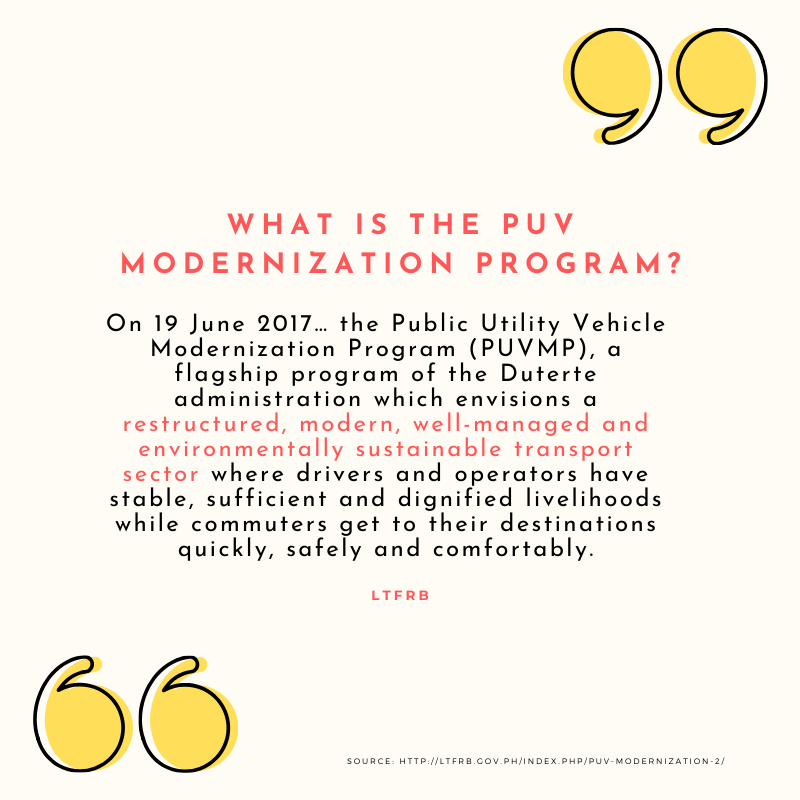 _theheadlight_'s tweet photo. In case you’re behind with the basic facts about the PUV Modernization program, here's what you need to know! 📕💡 https://t.co/i6VLI4Hj5J