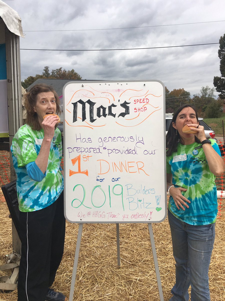 HabitatGSO's tweet photo. Thank you Macโs Speed Shop for delicious BBQ for all our volunteers at #RaisingRoofs Builders for Habitat! Yum! https://t.co/eaNQ2VmUr6