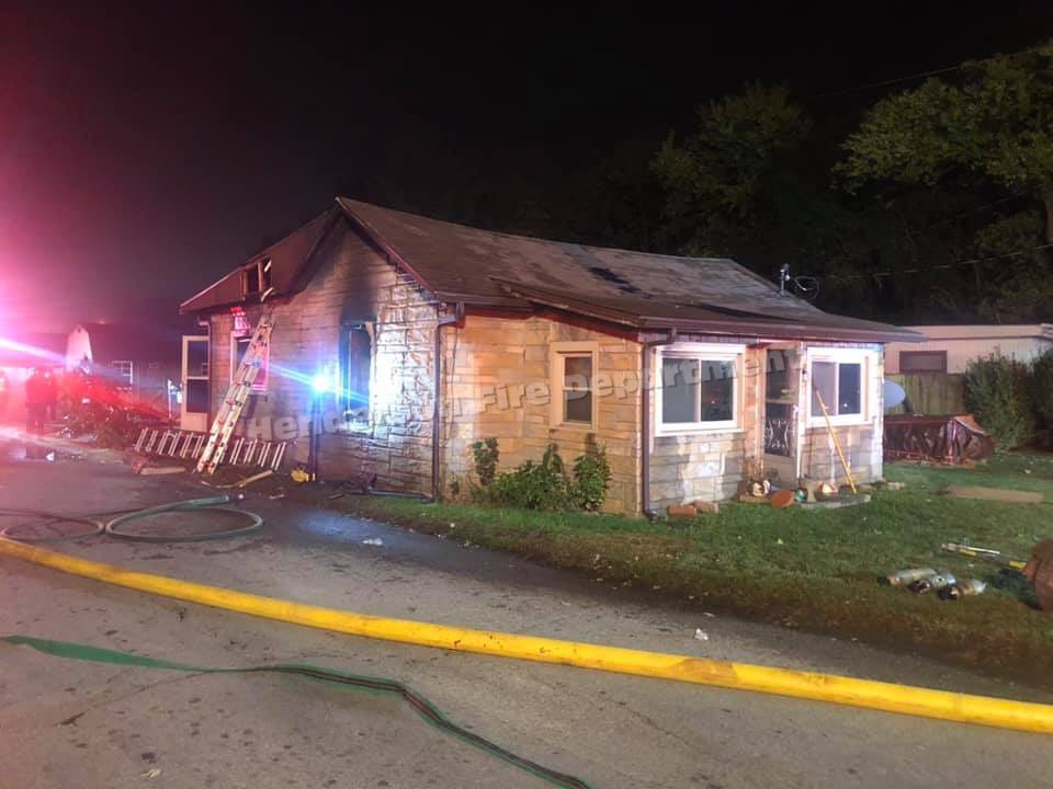 Henderson_FD's tweet photo. We responded to the 2100 Block of N. Elm just before 3 am this@morning. Crews found heavy fire upon arrival with reports of a person still inside. The person was pulled out by fire crews. The Coroner was called to the scene &amp; the fire is being investigated as a fatal fire. https://t.co/gr2NBt03az