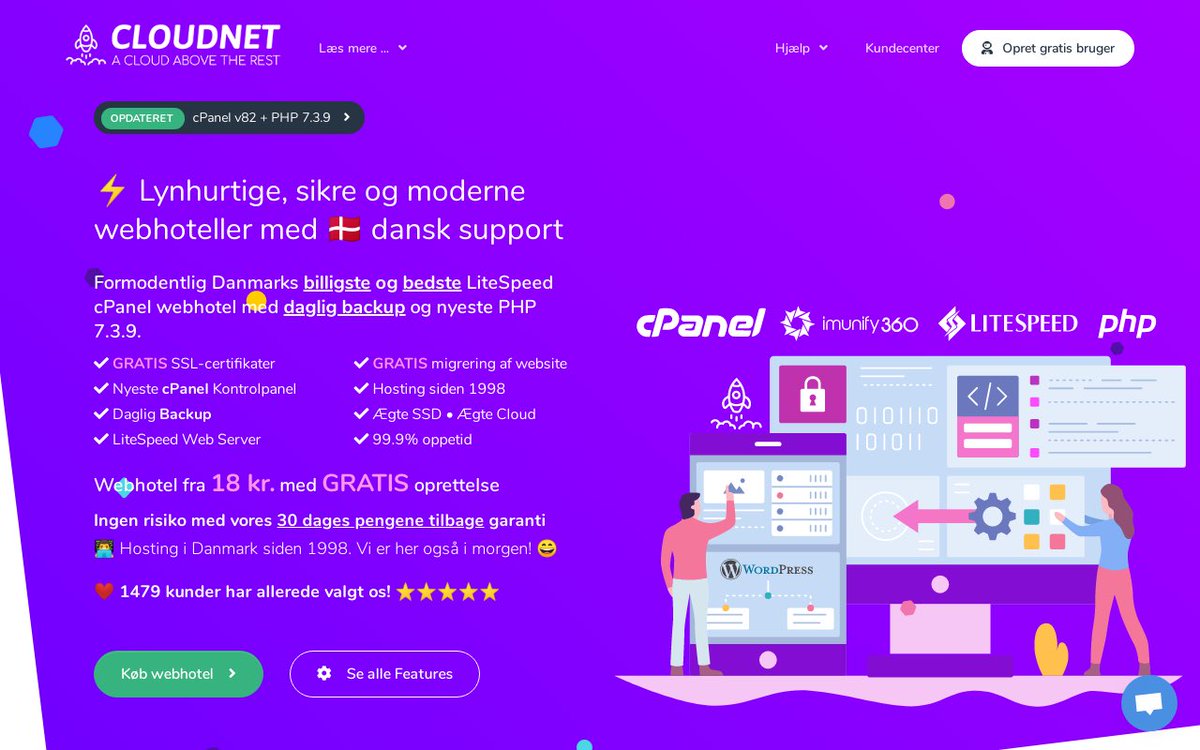 vielskercloud's tweet photo. Vi har opdateret vores 🎨 webdesign en lille smule med fokus på nogle af de ting der adskiller os fra de andre... GRATIS oprettelse, 30 dages fuld fortrydelsesret på vores webhotel og at vi benytter LiteSpeed Enterprise software samt cPanel på dansk. Håber i kan lide det 😄 https://t.co/AmKojshhcK