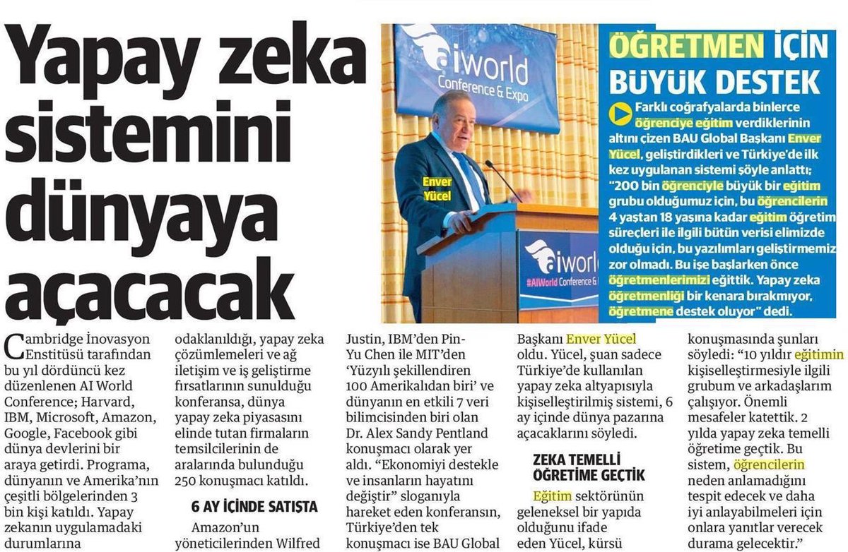 yasintopalll's tweet photo. ‘Yapay zeka sistemini dünyaya açacak’ | @yenisafak
#dünyayapayzekakongresi #AIWorldConference #EnverYucel @EnverYucel https://t.co/T7yoJuAd2S