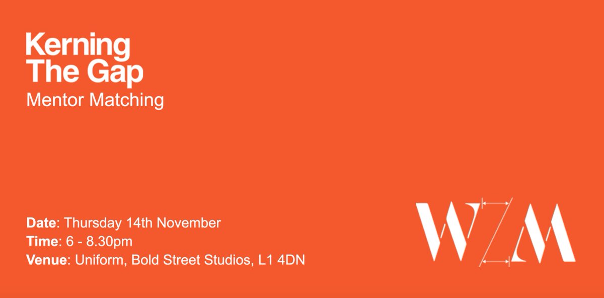 We are delighted to be hosting the launch of Kerning the Gap North West: Mentoring Scheme.

When: 14th November, 6pm-8.30pm
Where: Bold Street Studios

Tickets: eventbrite.com/e/kerning-the-…

We look forward to seeing you! 

<a href="/KtG_NW/">Kerning the Gap NW</a> 
#Liverpoolevents #Liverpool #KtGNW #KTG