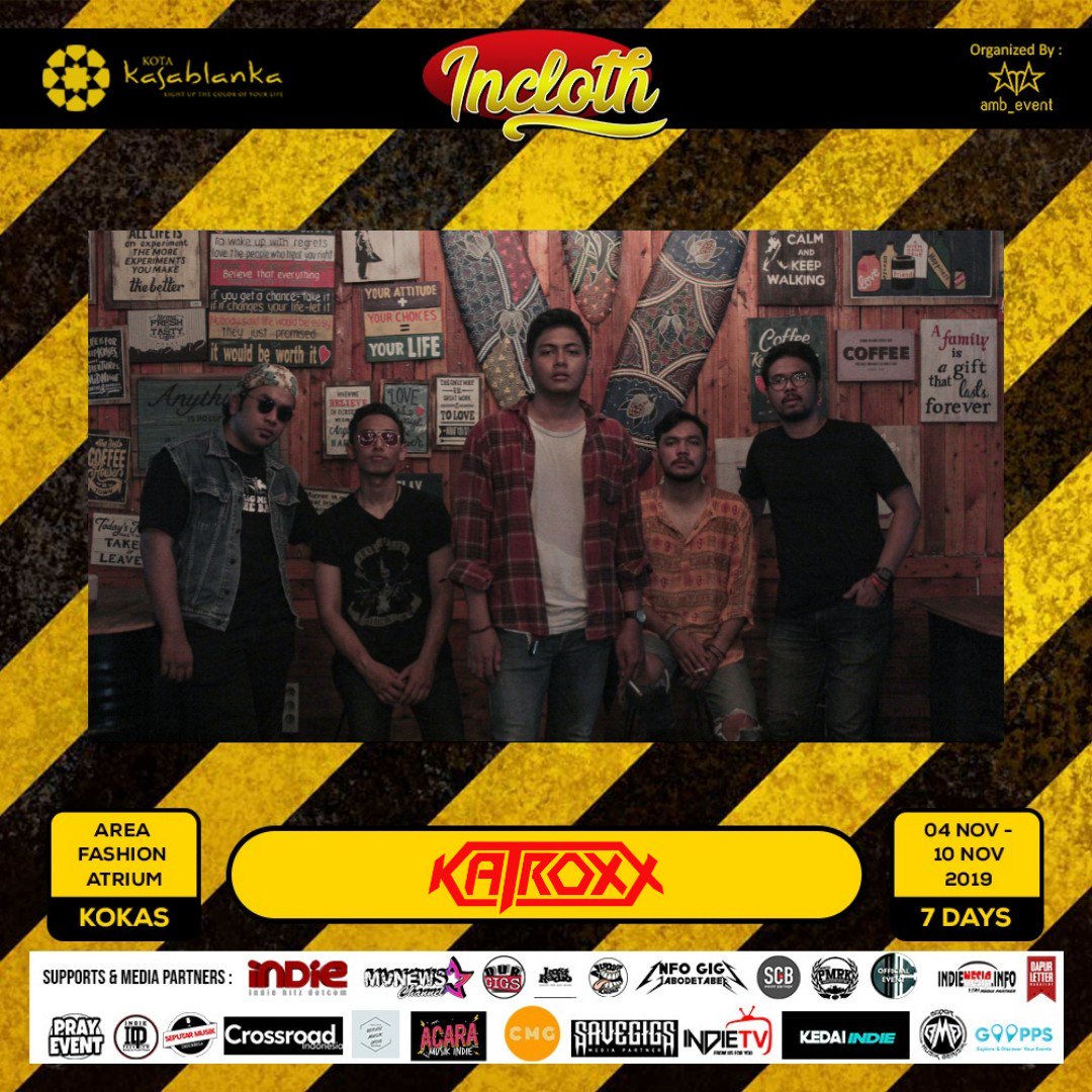 whoever of you, yg sebut dirinya anak Jaksel which is suka main ke Mall n literally di Kota Kasablanka, mari merapat! Kami turut meramaikan acara #incloth2019

November 4th, 2019
at Fashion Atrium Area, <a href="/kotakasablanka/">Kota Kasablanka</a>, South Jakarta

#InfoGigJakarta #Katroxx #SupportLocalBrand