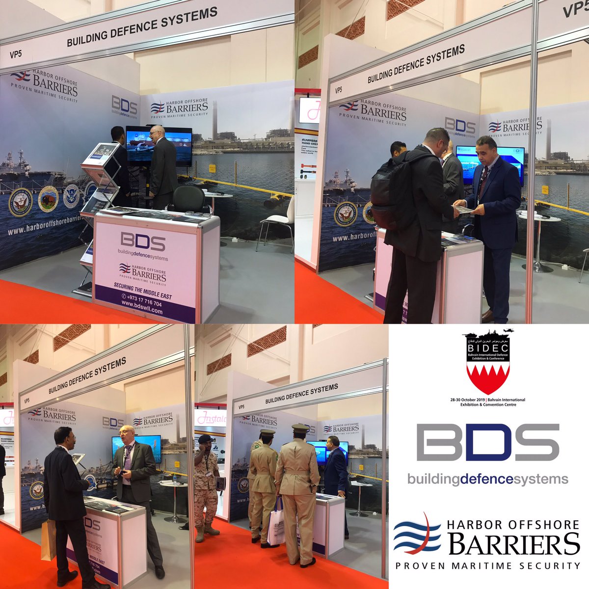 BDS_wll's tweet photo. #BDS Team is here at @visitbidec until 5 PM , Make sure to visit us on stand #VP5 hall 2 for #high #maritime #security !! #Day1 #BIDEC2019 #HarboroffshoreBarriers #marine #barriers #PSB #floatingbarrier #Bahrain https://t.co/h9S5VJXqFj