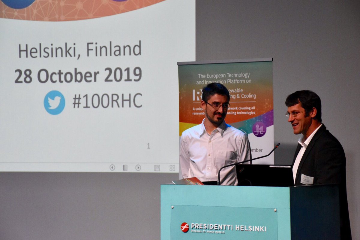#100RHC Conference / Marco Calderoni, <a href="/R2MSolution/">R2M Solution</a>, &amp; Dominik Rutz <a href="/WIPRenewables/">WIP Renewable Energies</a> present the #RHCETIP publication ‘2050 Vision for 100% #RenewableHeatingAndCooling in Europe’. Read more: rhc-platform.org/2050-vision-fo…