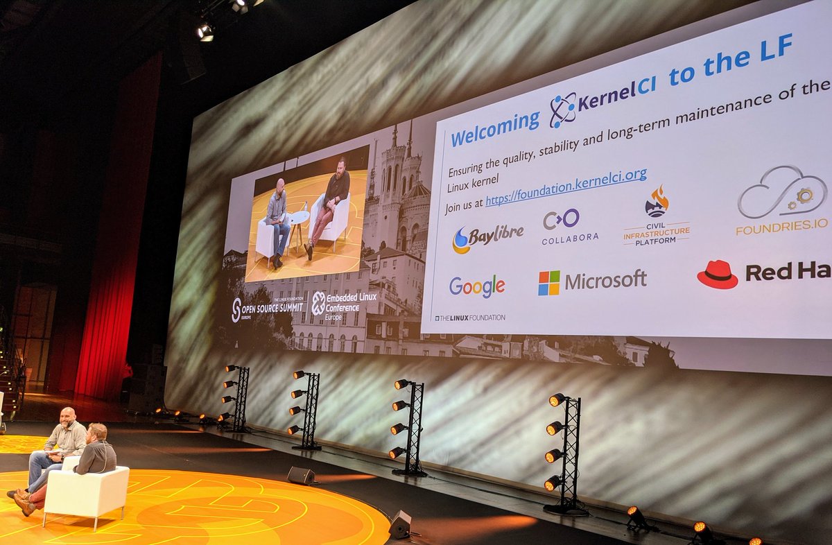 Awesome news that KernelCI is now a project at the @linuxfoundation and thanks to the sponsors making KernelCI for #Linux possible @BayLibre @Collabora @cip_project @FoundriesIO @Google @Microsoft and @RedHat