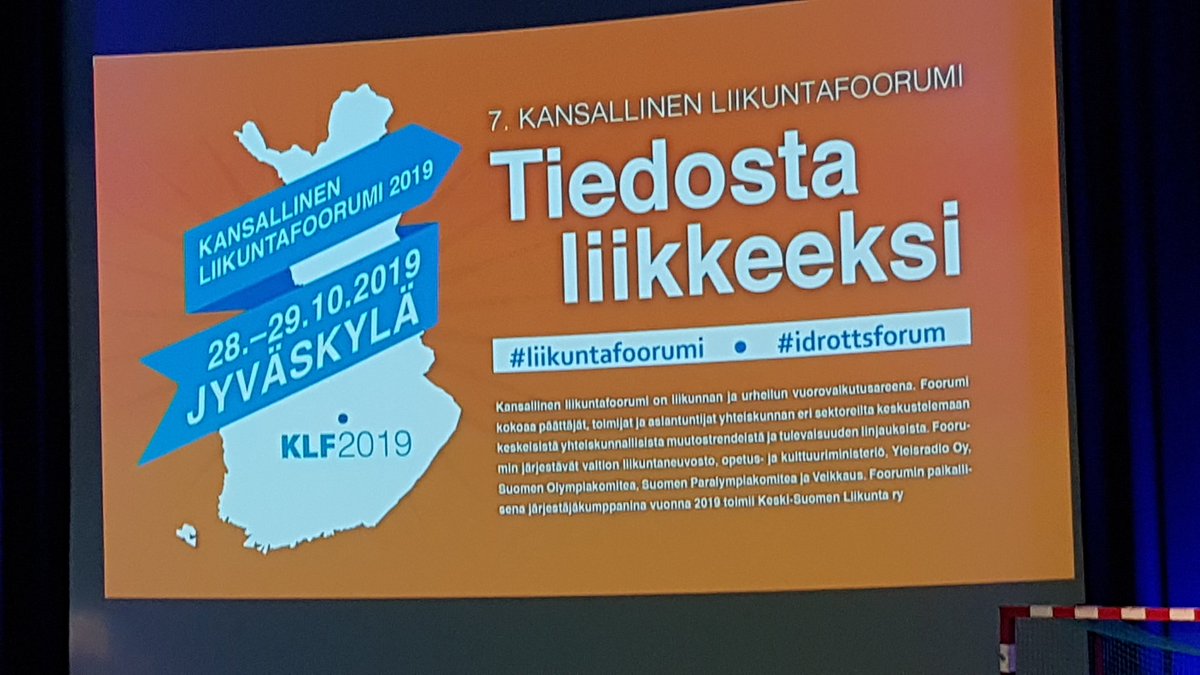 Kansallinen liikuntafoorumi 2019 alkaa tunnin kuluttua!