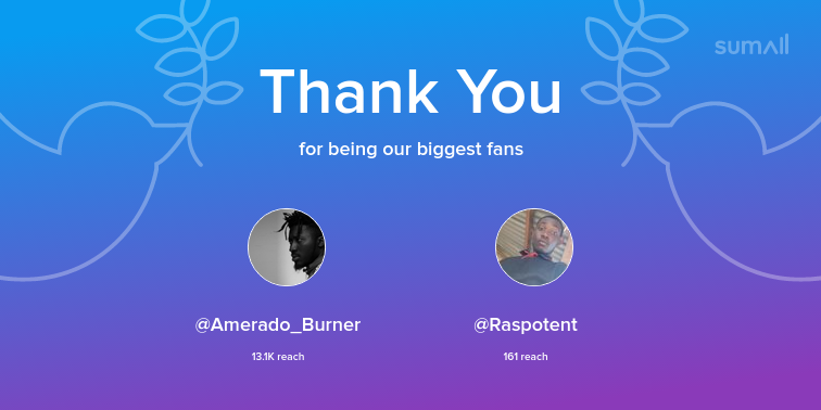 Our biggest fans this week: Amerado_Burner, Raspotent. Thank you! via sumall.com/thankyou?utm_s…
