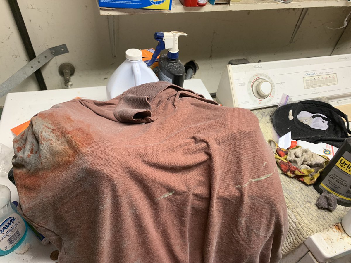taylights_lover's tweet photo. This is my shirt after sitting front row for Evil Dead: The Musical.
I was washing fake blood off of my crotch. It soaked through my pants and underwear. That’s how much there was. It was crazy.
#evildeadsd https://t.co/zzX0Ce9HP6