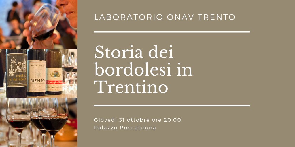 🍾 #ONAV Trento organizza una serata all'insegna della didattica e della degustazione di due storiche interpretazioni dei #bordolesitrentini! 31 ottobre, ore 20.00 ➡️ bit.ly/2NjCe0I 

#vino #wine #Trento #Trentino