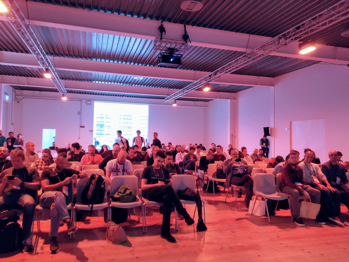 AMassidda's tweet photo. This was taken at #CodemotionMilan19 at panel "Trigger questions about machine learning": lots of interest from the audience, hope they enjoyed it. @sourcesense @CodemotionIT https://t.co/bLVFnkl4Do