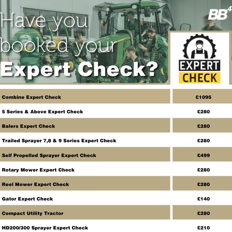 Have you booked your expert check? Get in contact with us today to book yours! Fleet discount available! 🚜💚👨🏻‍🔧 #burdenbrosagri #bba #bb4 #expertcheck #johndeere #johndeereuk